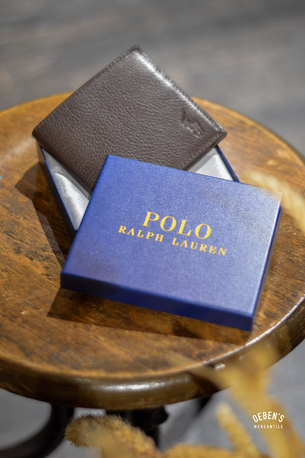 Polo Ralph Lauren Billfold Wallet Brown Pebble Leather